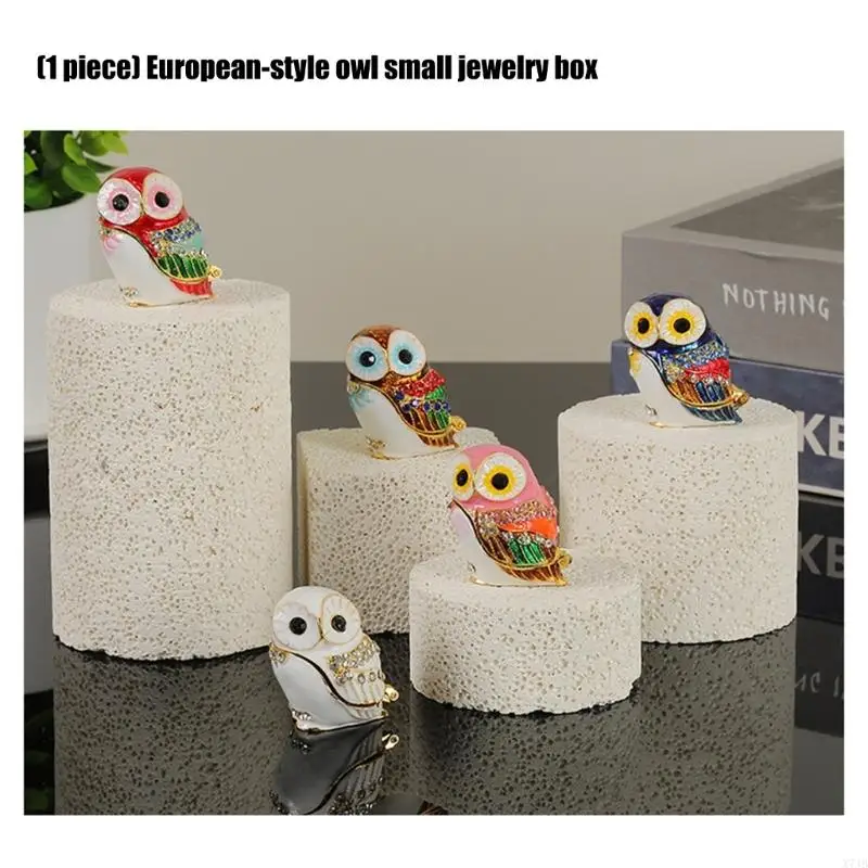 Metal Jewelry Case Multifunctional Jewelry Storage Box with Owl Alloy Texture Suitable for Travel Home Displaying