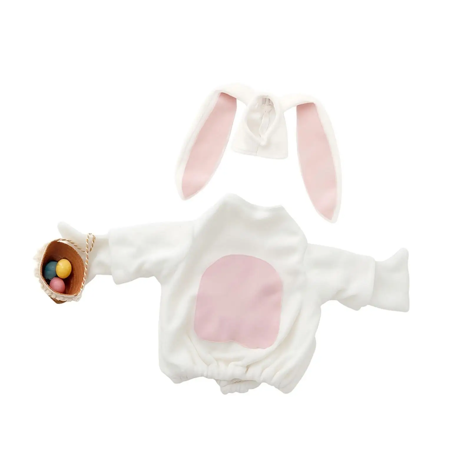 Novelty Easter Bunny Goose Statue Clothes Soft White Porch Goose Outfit for Holiday Balcony Decoration
