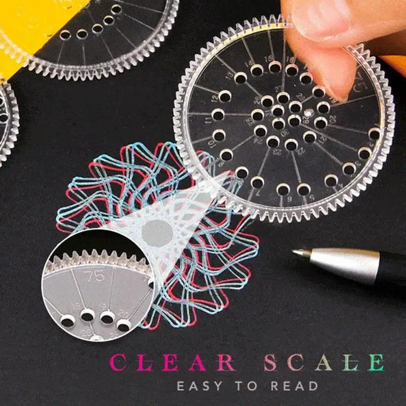 Spiral Art Kit Clear Circle Ruler For Drawing Child Art Craft Accessories For Kids Students Teens Tools For Making Cards