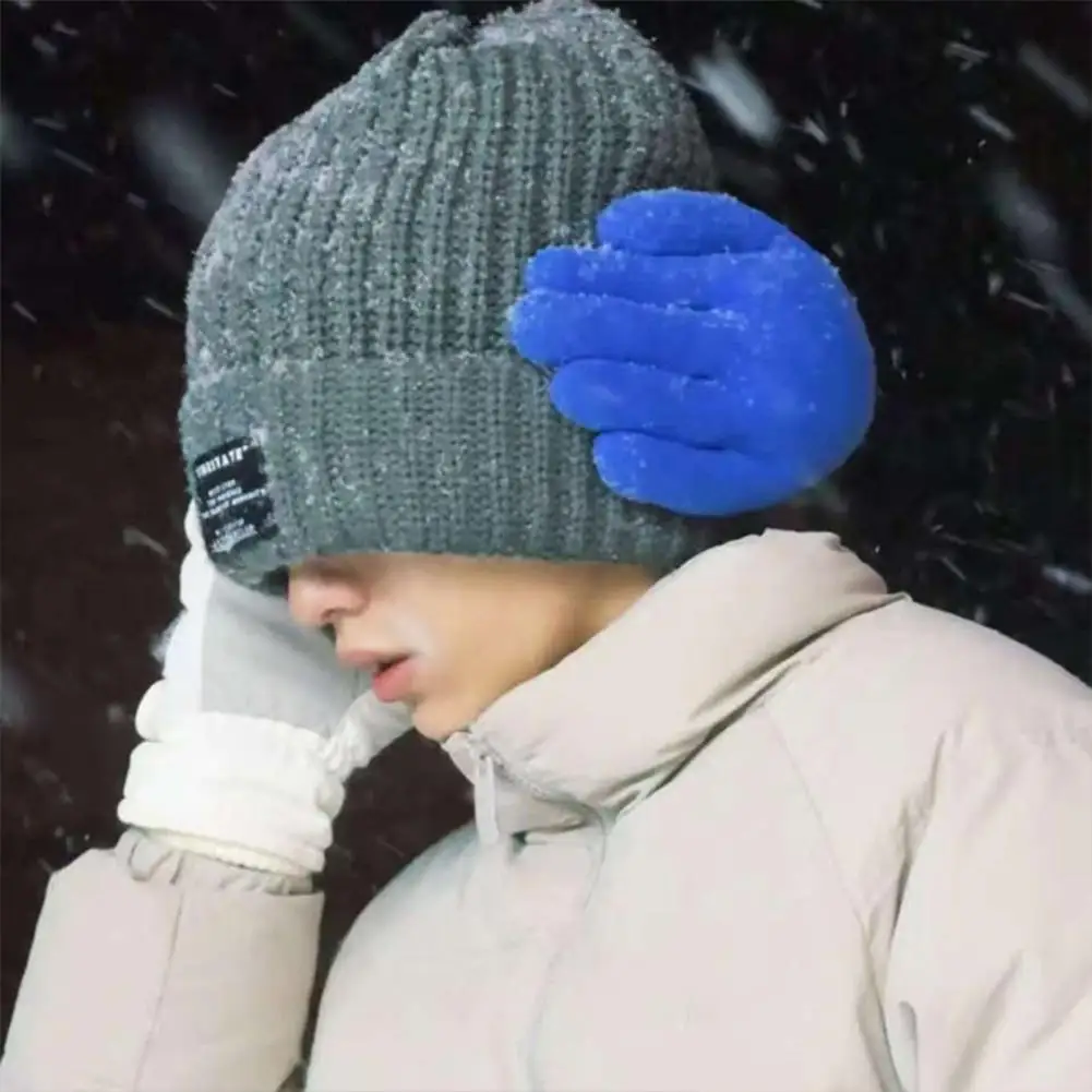 غطاء للأذنين إبداعي على شكل يد مضاد للتجميد غطاء للأذنين بارد دافئ غطاء للأذنين من القطيفة غطاء للأذنين شتوي لطيف