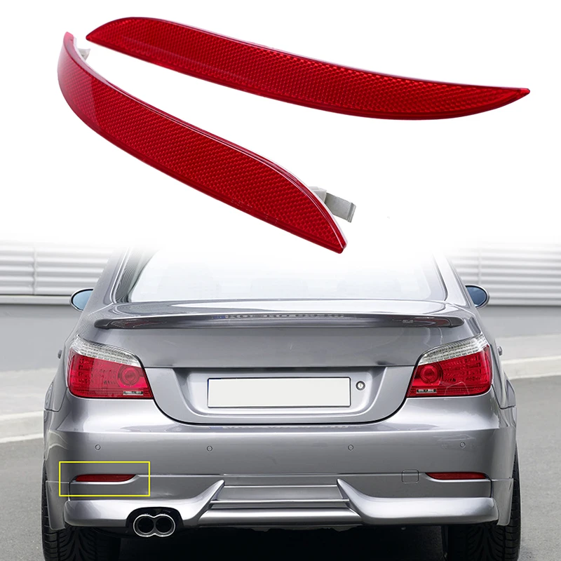 For BMW 5 Series E60 LCI Facelift 2008-2010 Red Lens Rear Bumper Reflector Warning Light Strips Cover Decoration Parts