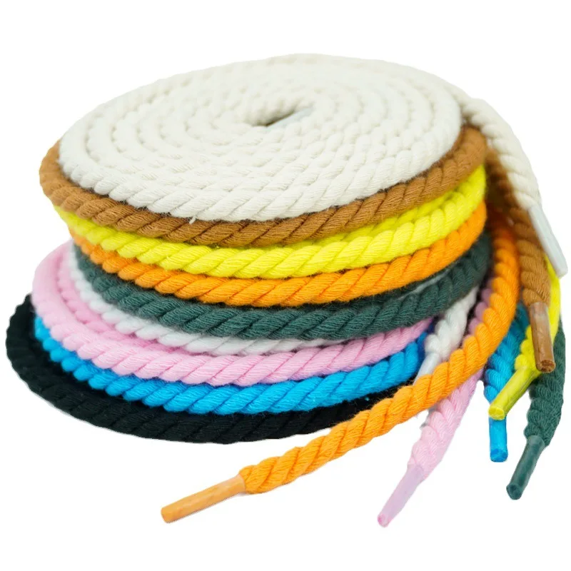 Round Shoelaces 0.6cm Thick Cotton Sports Rope Laces for Sneakers Kids Adult 120/140/160cm Rubber Bands Casual Shoes Accessories