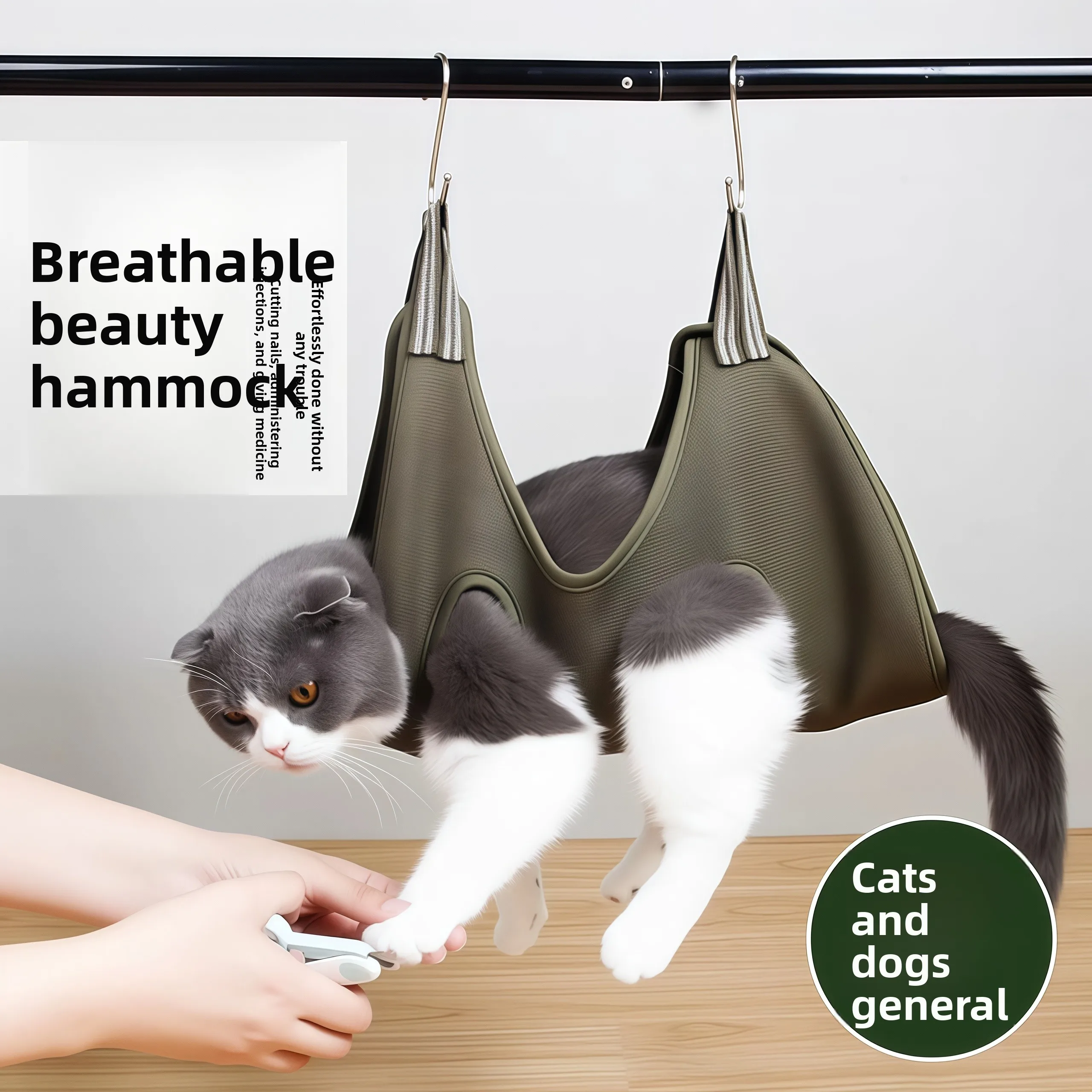 Pet Cleaning Grooming Hammock, Nail Trimming Fixator for Cats and Dogs, Hook-type Anti-scratching Medicine Feeding Tool