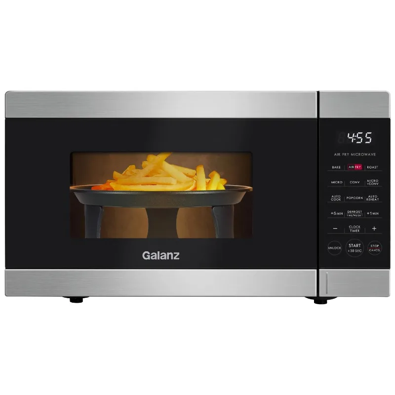 Microondas para encimera Air Fry Galanz de 0,9 pies cúbicos, 900 vatios, acero inoxidable, nuevo