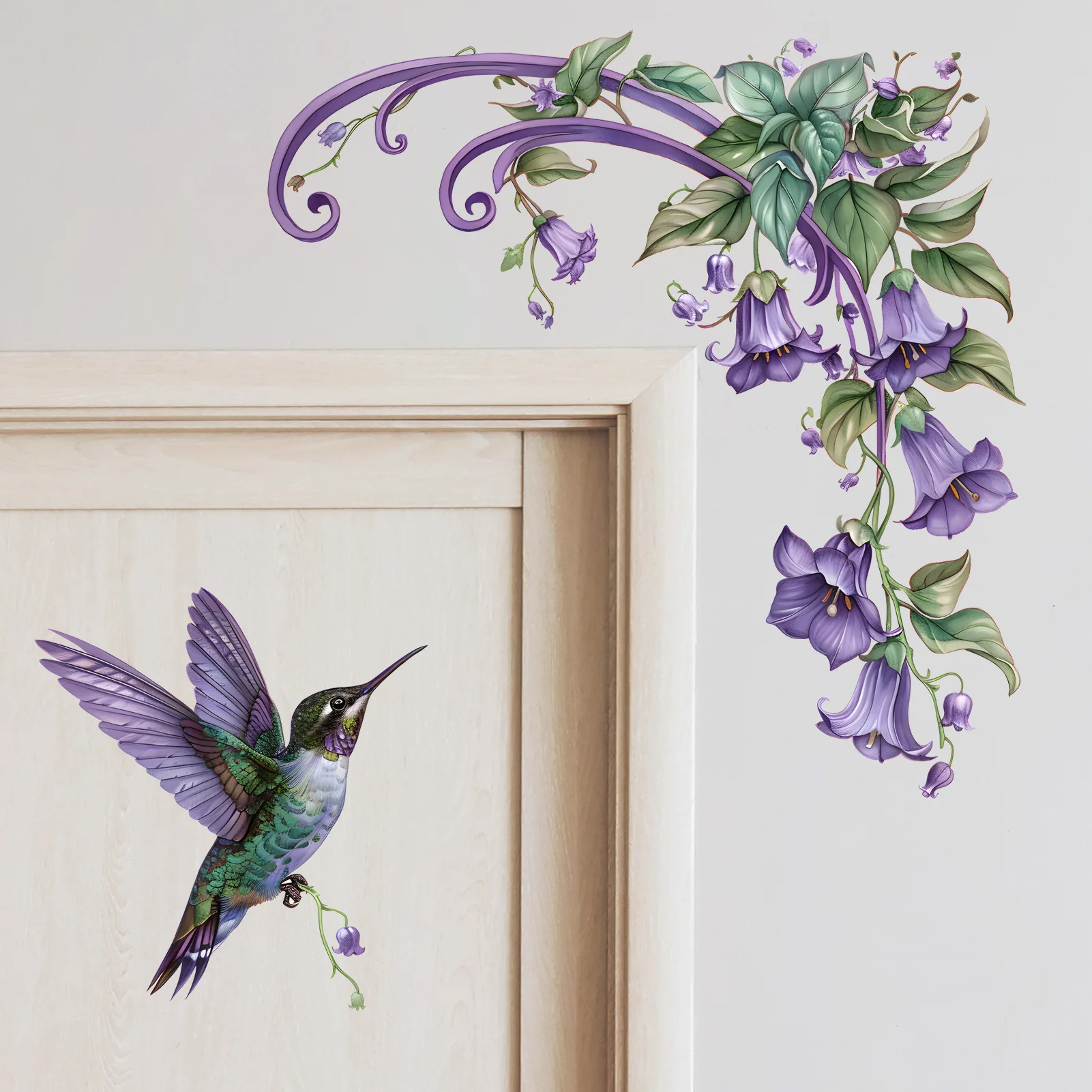 Watercolor  Wall Stickers Purple Floral Self Adhesive Removable Decals for Bedroom Headboard Living Room Sofa