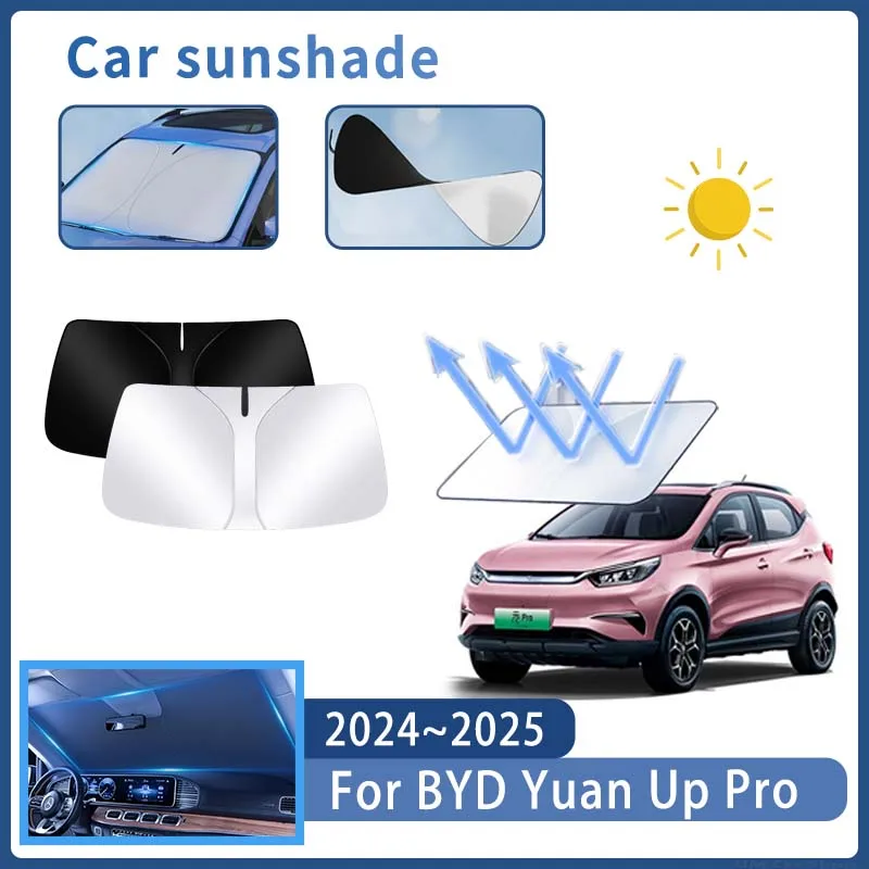 Foldable Car Sun Visor For BYD Yuan Up Pro 2024 2025 Front Windshield Sunshade Heat Insulation Summer Colling Auto Accessories