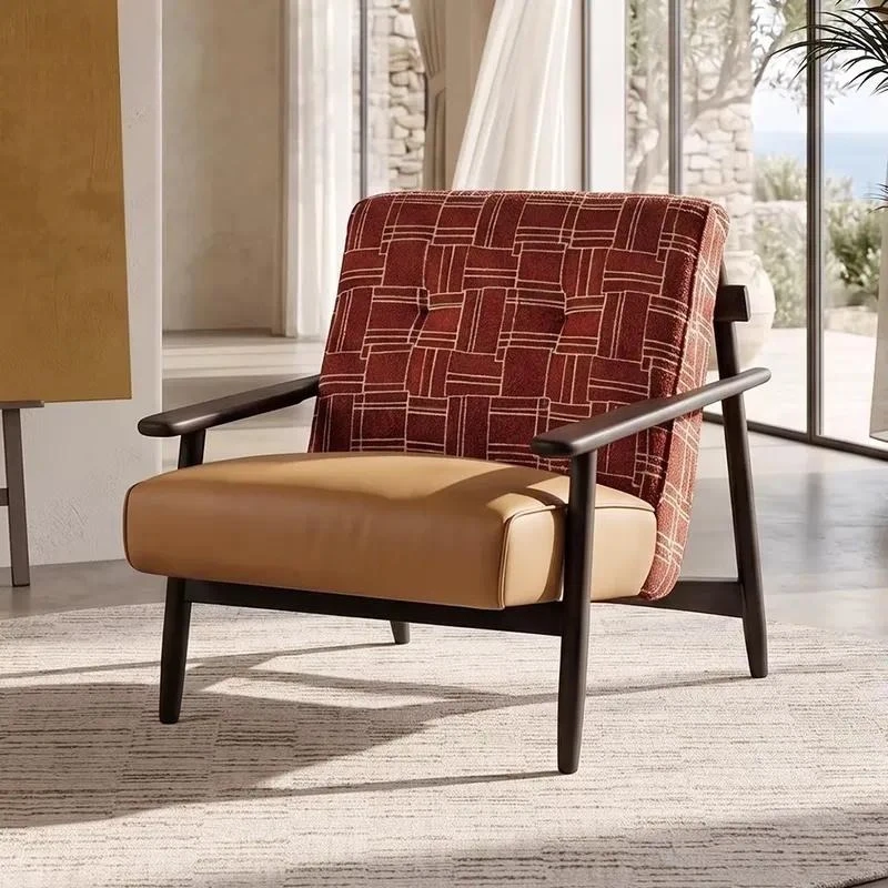 Modern 3 Seat Leisure Sofa with Wooden Legs Pure Wood Frame Retractable Eco Friendly Cushion for Home Office Restaurant Hotel