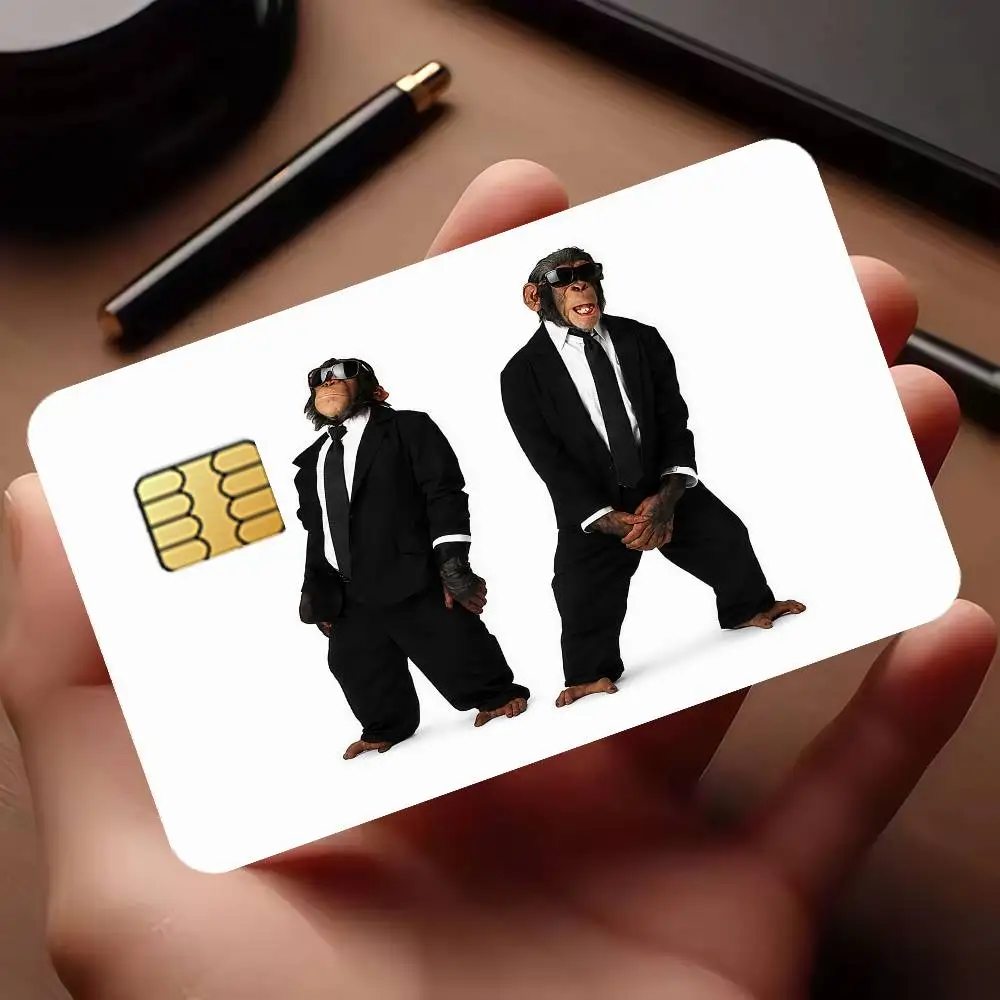 Chimpanzees Credit Card Public Transportation Cards Protective Sticker Waterproof Card Face Decoration 4PCS