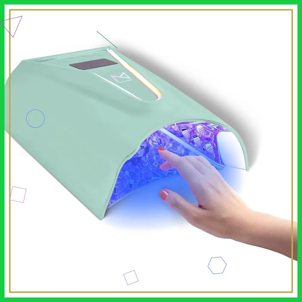 

УФ/LED-лампа для ногтей 128 Вт с 45 светодиодами, быстрая полимеризация, беспроводная, перезаряжаемая, с автоматическим датчиком для гель-маникюра и педикюра (бирюзовый)