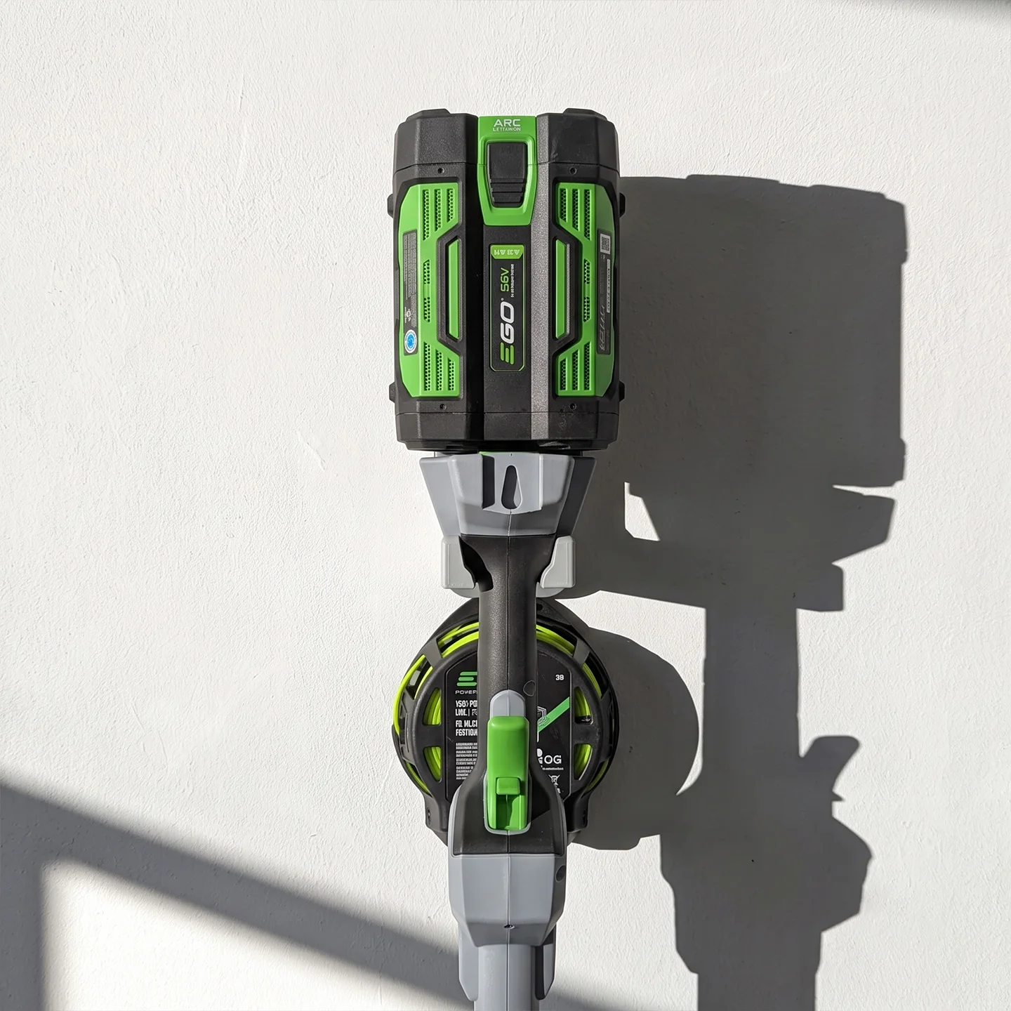 Wall-mount bracket for EGO lawn mowers – drill-free, wall-mounted storage accessory