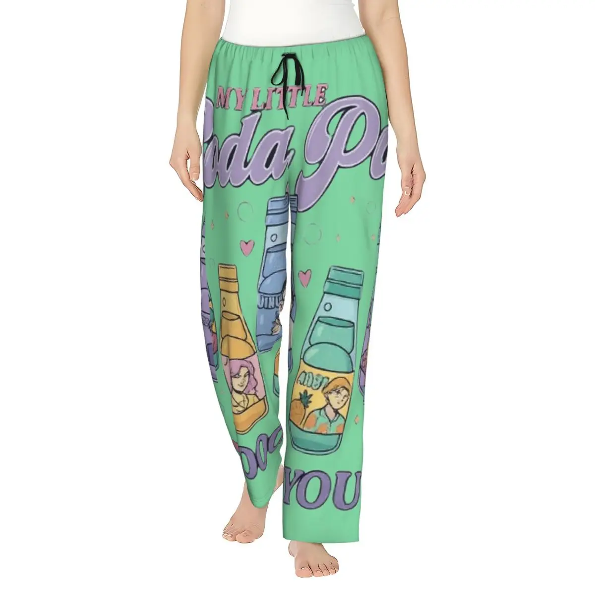 

Soda Pop Saja Boys Cute Kpop Demon Hunters Пижамные штаны Мягкие пижамы для женщин Модные спальные штаны Комната Плюс Размер Домашние штаны