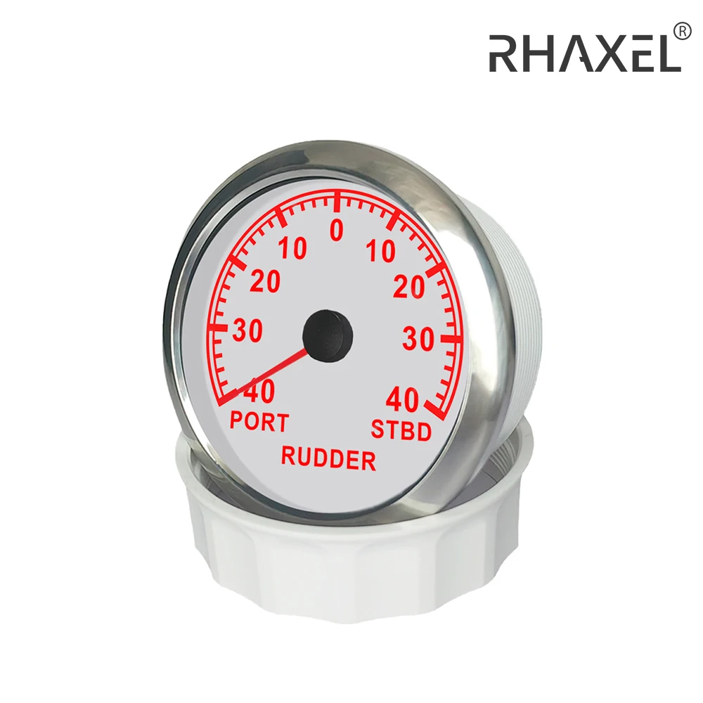 RHAXEL Rudder Angle Gauge 0-190ohm Signal with Red Backlight 12V 24V Universal 85mm for Marine Boat Passenger Ships