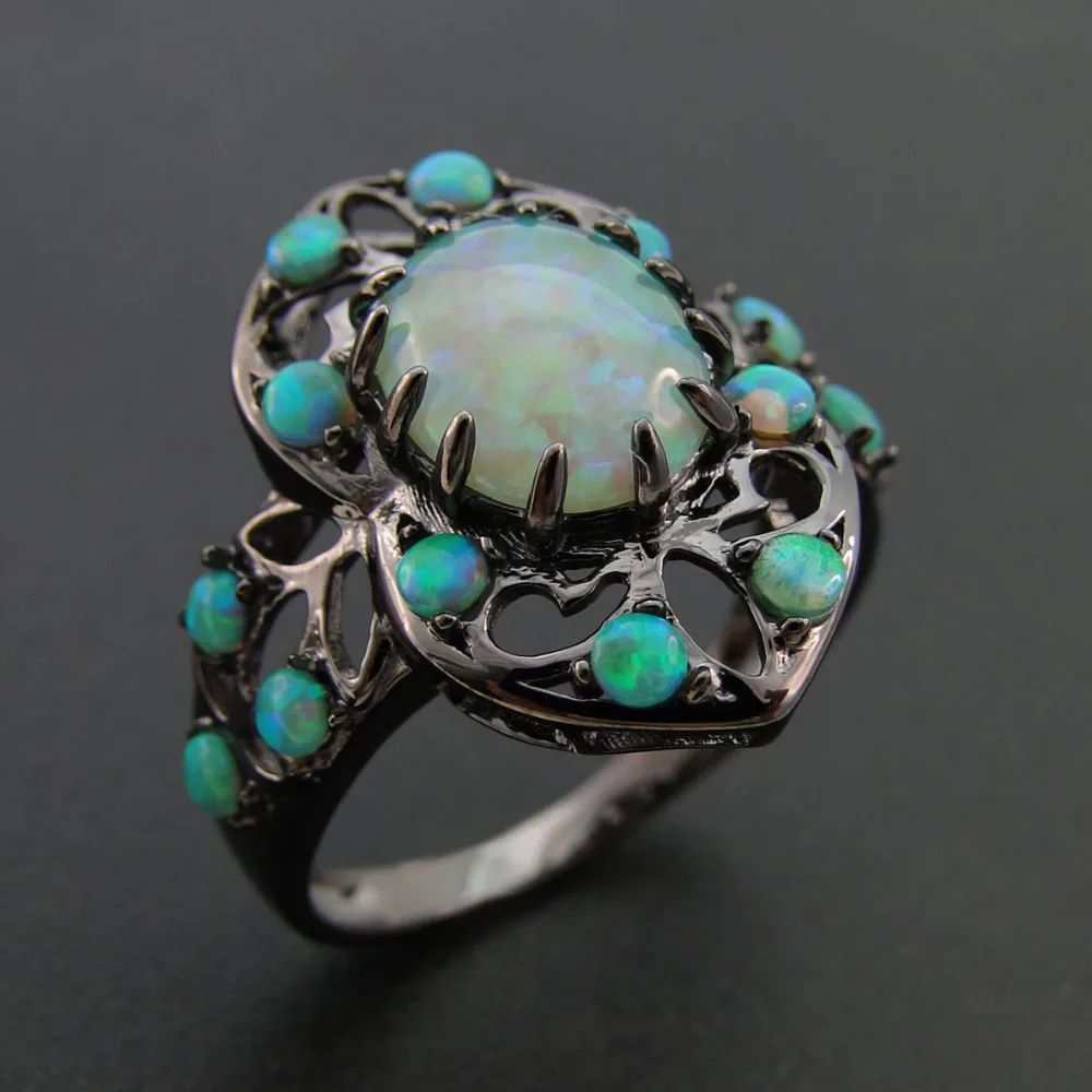 Fine Opal Jewelry 100% 925 Sterling Silver Ring with Fire Opal Ring Women Rings for Wedding party Engagement Size 6/7/8/10