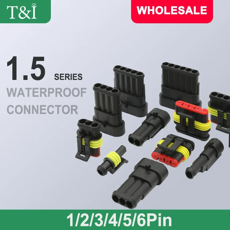 1 Set 1.5 AMP series 1P/2P/3P/4P/5P/6 Pins car connector DJ7041-1.5-11/21 282080-1  docking terminal waterproof connector