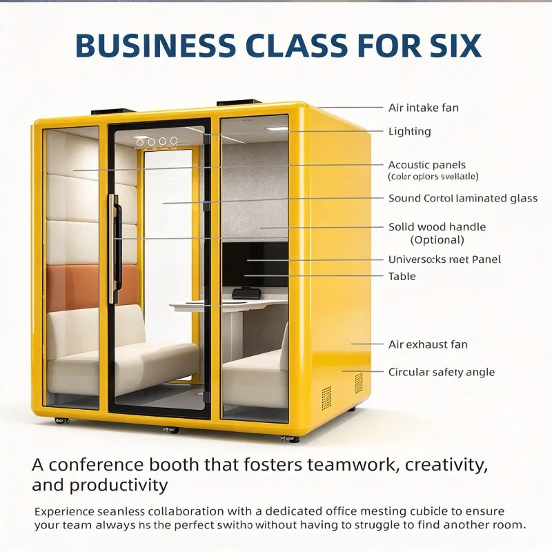 Modern Soundproof Booth Acoustic Pod Office Pod with LED Light Ventilation for Office Meeting Phone Call Video Conference Work