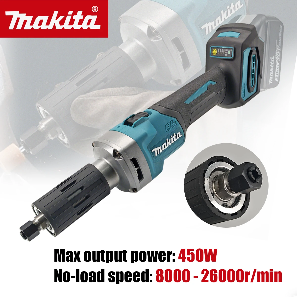

Makita 18V Brushless Electric Tools Die Grinder Cordless Handheld 4-Speed Angle Grinder Polishing Rotary Electric Engraving Tool
