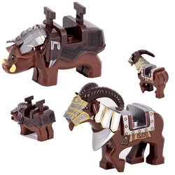 Animals Horse White & Black & Brown Mount Saddle Wolf Model Building Blocks LOTR Bricks Medieval Toys For Children