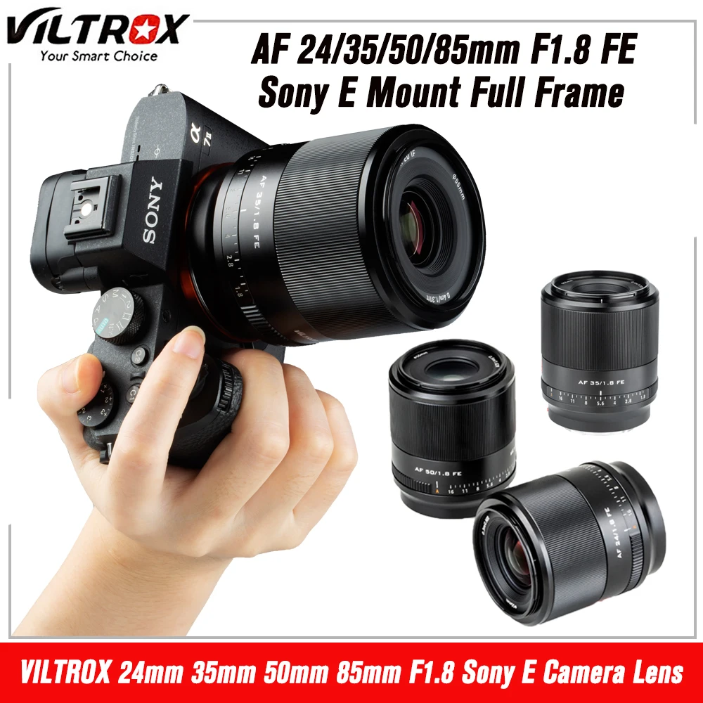 

VILTROX 24mm 35mm 50mm 85mm F1.8 Sony E Camera Lens Auto Focus Full Frame Prime Large Aperture Portrait FE for Sony E Mount A7