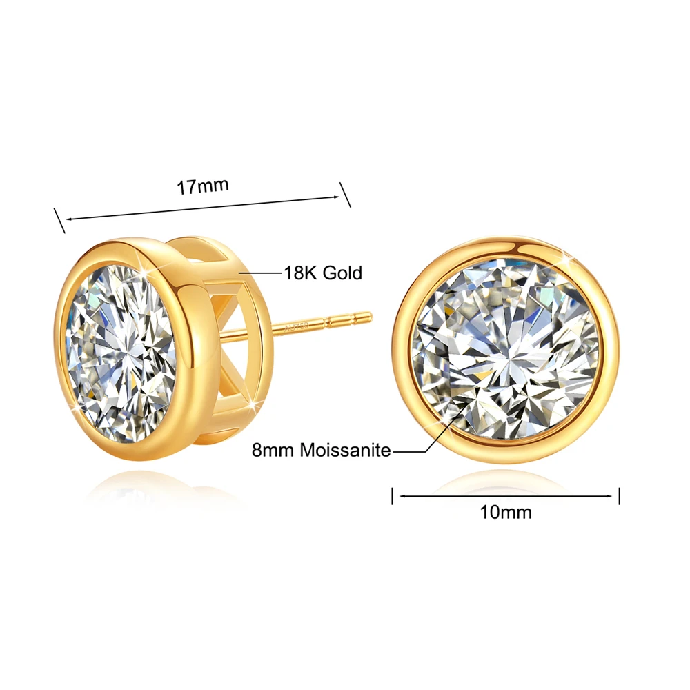 Imagem -03 - Brincos Moissanite para Mulheres Ouro 18k 100 Real com Certificado Jóias de Luxo Brincos Studs Tendência Presente Au750