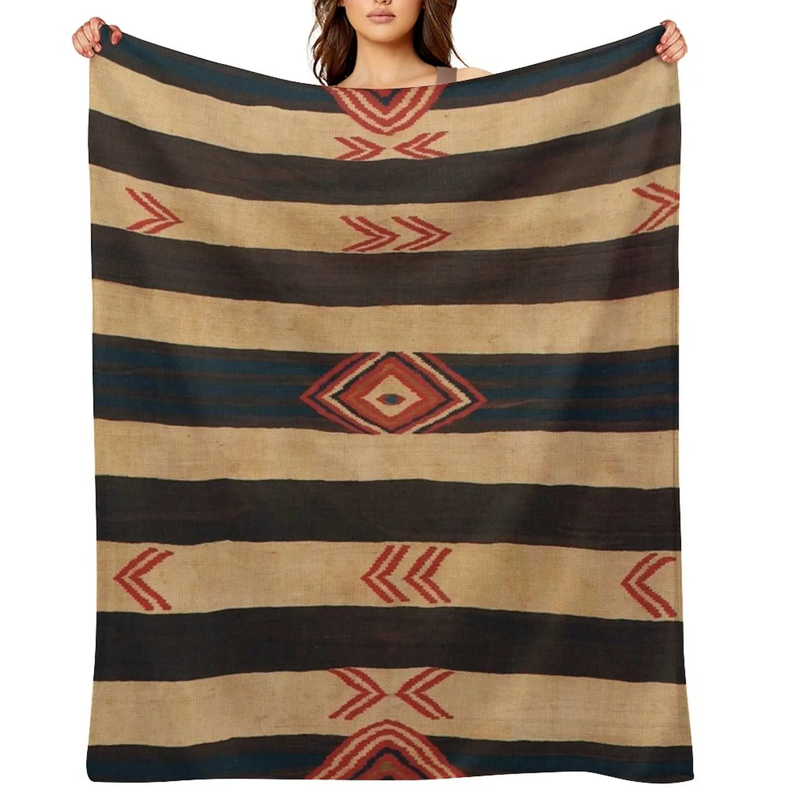 

Navajo Textile / Native American Weaving pattern 15 Throw Blanket For Sofa Thin Multi-Purpose Plaid Blankets