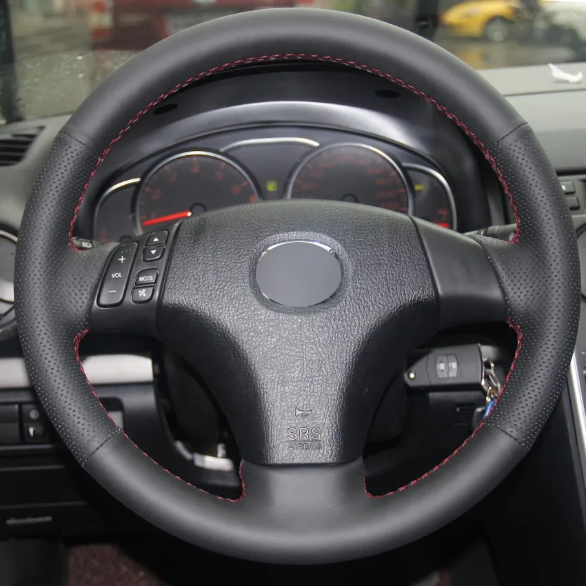 

Нескользящий чехол на руль из натуральной кожи с ручной вышивкой для старого Mazda 3 Mazda 5 Mazda 6 2003-09, аксессуары для интерьера