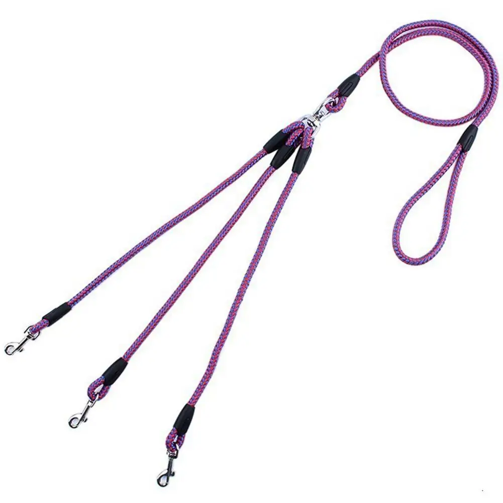 3 Way Dog Leash 3-In-1 Couplers Nylon Pet Traction Rope With Ergonomic Handle For Outdoor Walking Dog Harness Pet Items