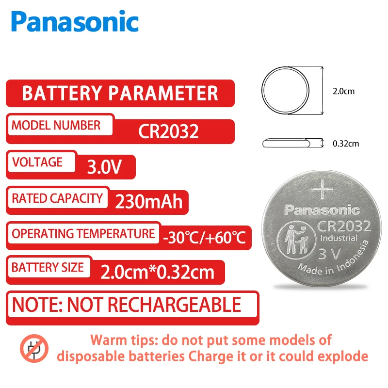 Original Panasonic CR2032 DL2032 ECR2032 Button Lithium Battery For Electronic Watch LED Light Toy Car Key Remote Control