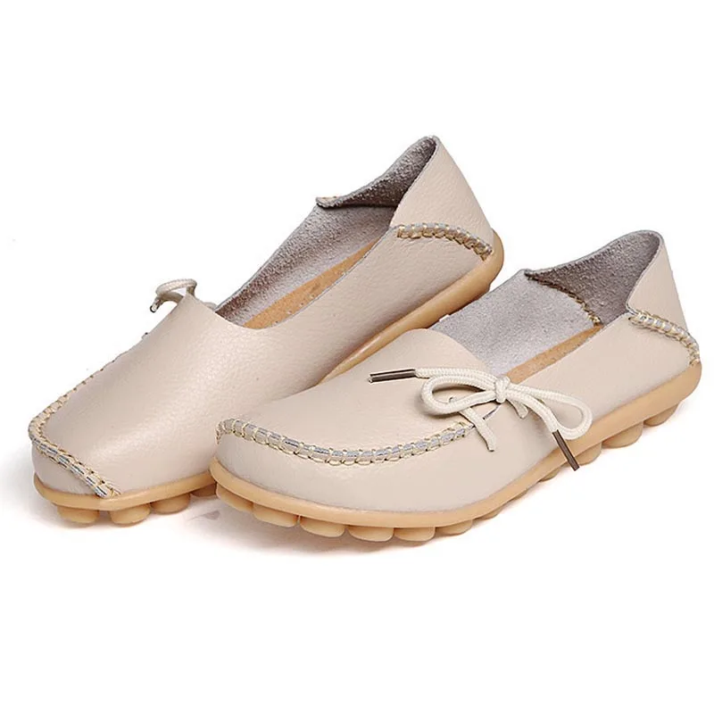 

Women Genuine Leather Flats Fashion Slip-on Moccasins Loafers Ladies Casual Flats Female Driving Shoes 20 Colors Big Size 34-44