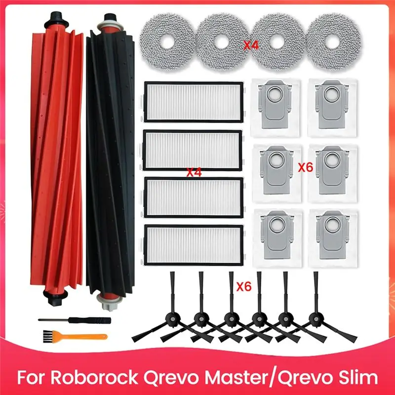 【alta-qualitA】kit-di-accessori-per-aspirapolvere-robot-roborock-qrevo-master-qrevo-slim-spazzola-principale-spazzola-laterale-filtri-hepa-panni-per-la-pulizia-della-polvere