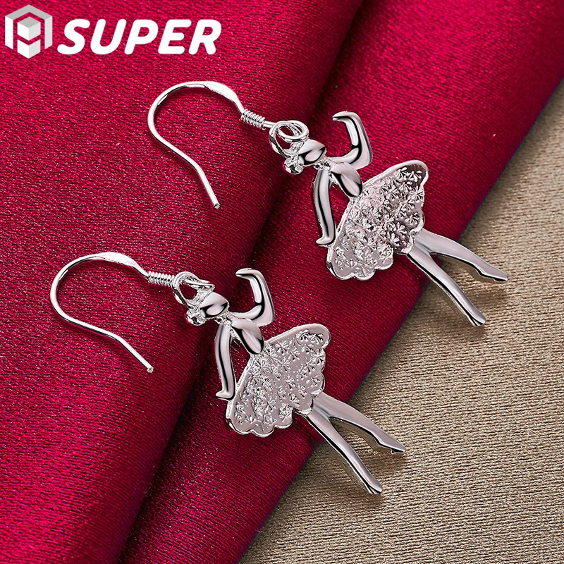 

925 Sterling Silver Dancing Girl Drop Earring For Woman Lady Wedding Engagement Party Fashion Jewelry