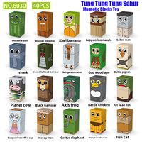 Tung Tung Sahur‌ Figure Magnetic Block Toy Tralalero Tralala‌，LiriLi Larlla‌ Anime Puzzle Toys DIY Magnetic Building Blocks Gift