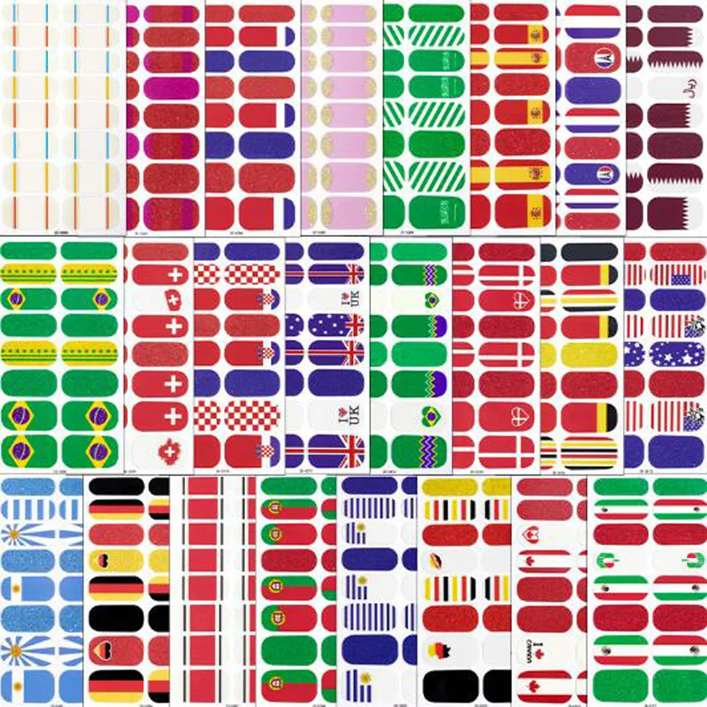 Festival nazionale Involucri per unghie Decalcomanie Adesivo per smalto glitter impermeabile Manicure fai da te Decorazioni per strisce per unghie Pegatinas Para