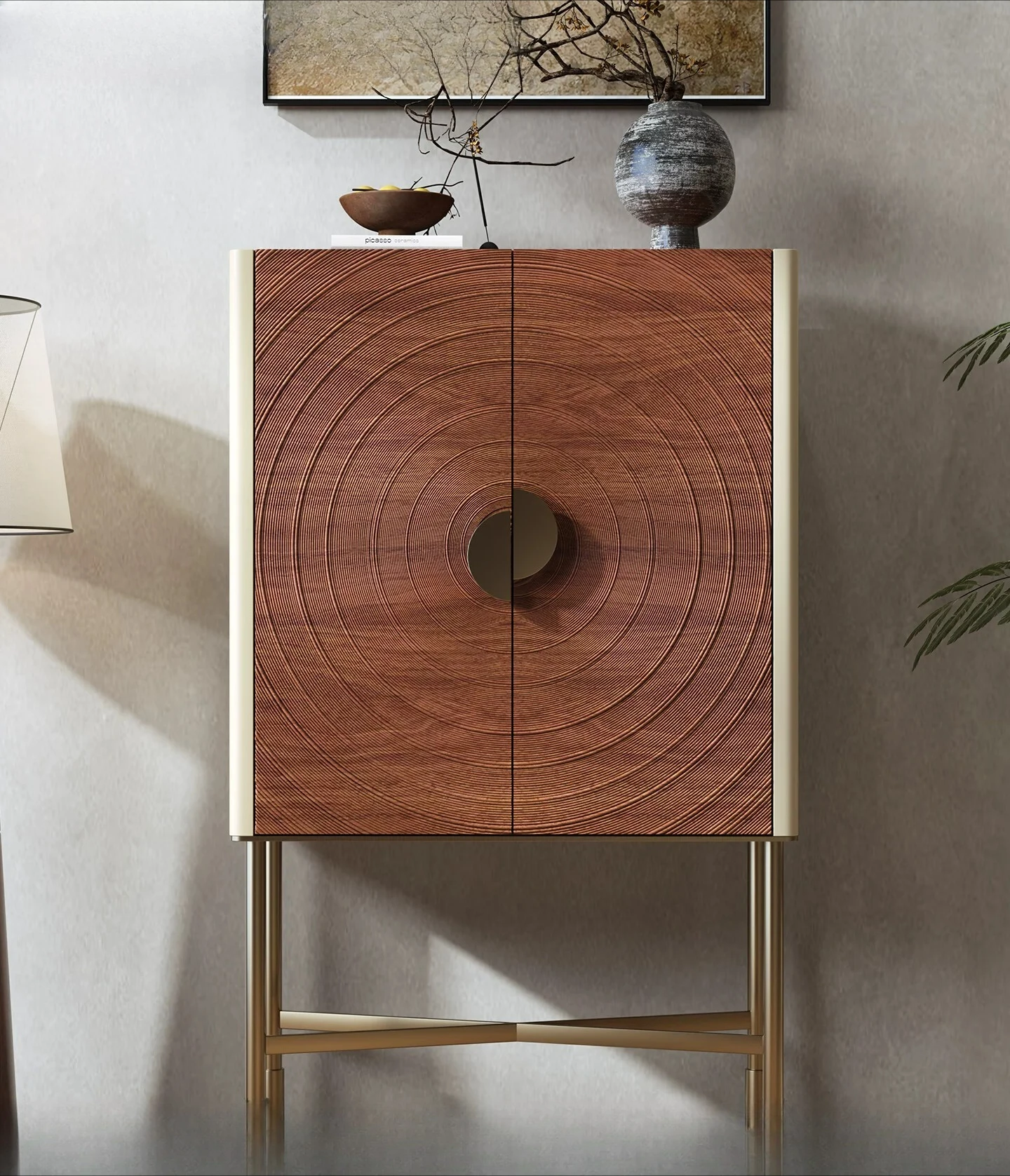 

PYJ medieval carved solid wood dining side cabinet household new light luxury senior designer integrated wall side cabinet