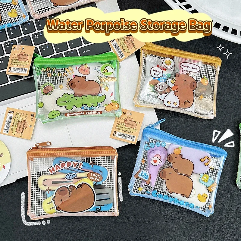 การ์ตูน PVC Capybara เหรียญกระเป๋ากระเป๋าสตางค์น่ารักแบบพกพากันน้ํา Mini Storage Bag Key หูฟังสําหรับของขวัญเด็ก