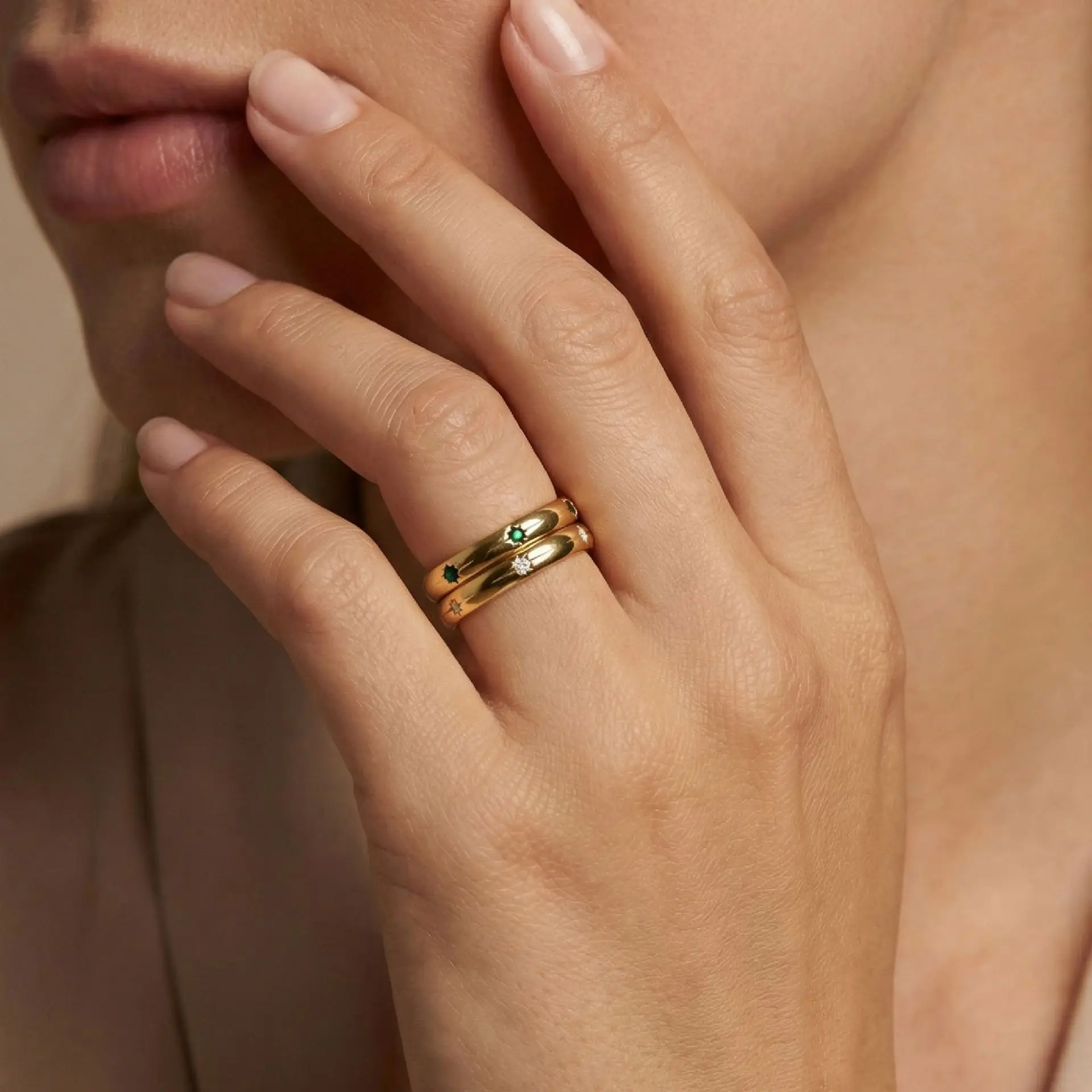 

New INS Stainless Steel Light Luxury Micro Zircon Ring For Women High Quality 18K Gold PVD Plated Finger Anniversary Jewelry