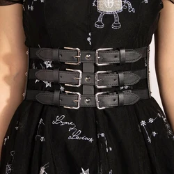 Designer Belts For Women High Quality Punk Goth Plus Size Elastic Black Corset Belt Female Waist Stretch Cummerbunds Big