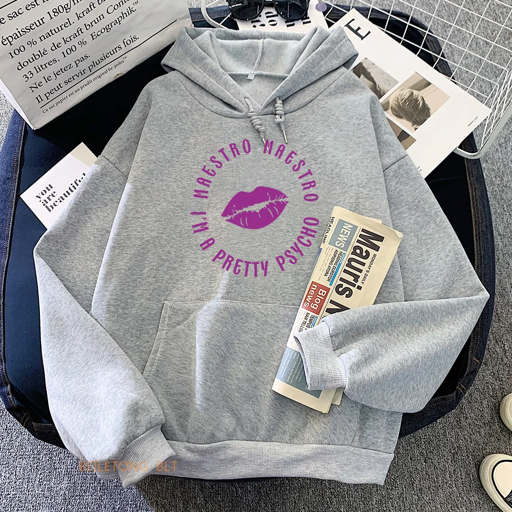 Purple Kiss Hoodies Comfortable Fashion Korean Style Sweatshirts Spring Fleece Hooded Pullovers Cartoon Graphic Printing Hoody