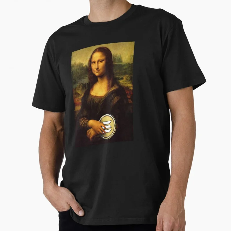 

Funny Mona Lisa Solana SOL Coin To The Moon Crypto Token Cryptocurrency Blockchain Gift T shirt for man Large size Tops