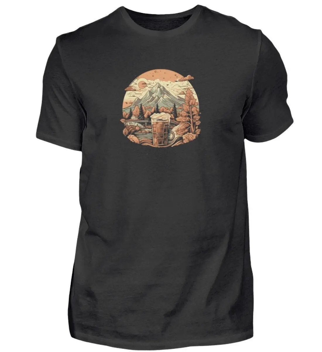 Beer and Mountains T shirt Men Nature Man Hiking Forest Print Oktoberfest