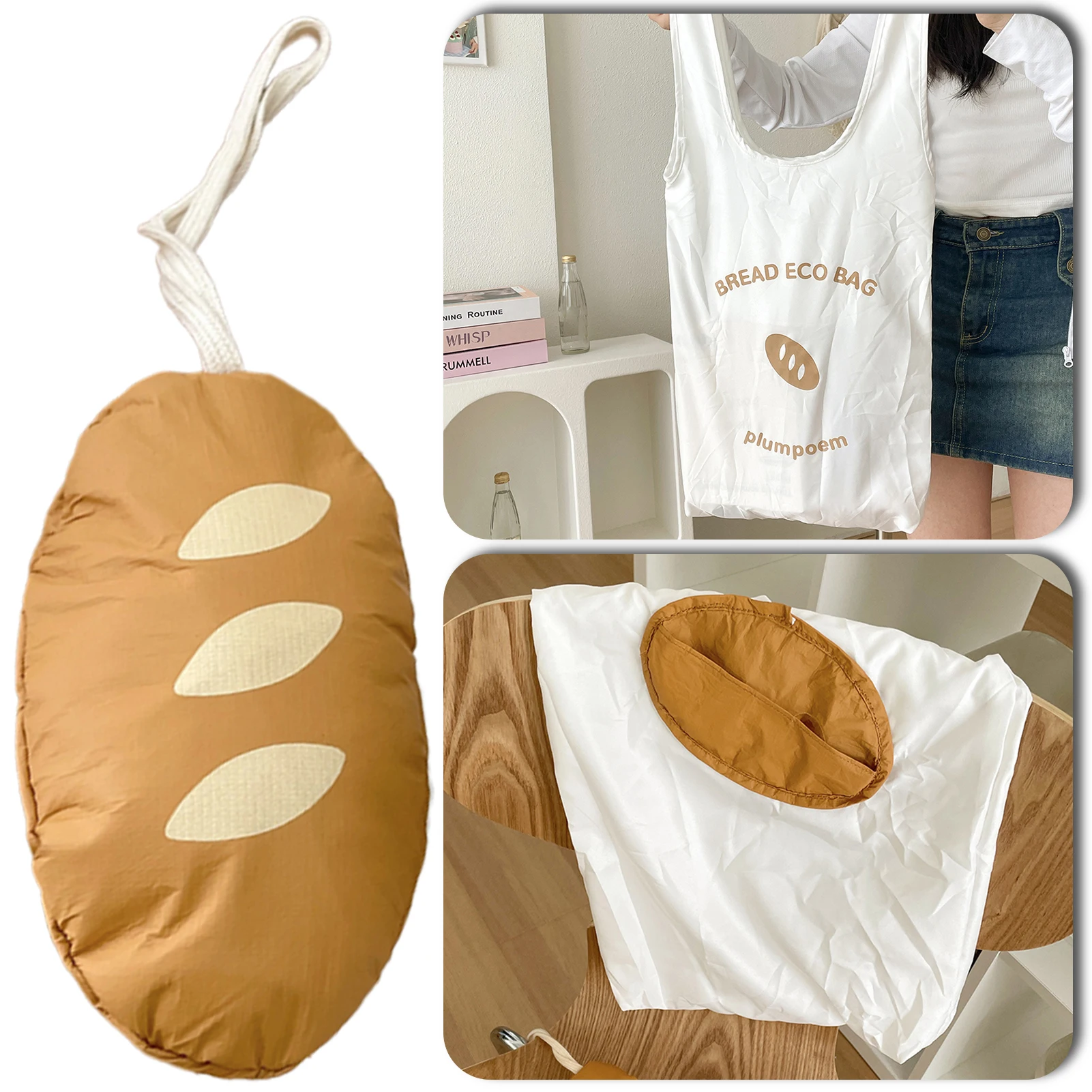 Foldable Bread Shaped Bag High Capacity Reusable Shopping Bags For Outdoor Shopping