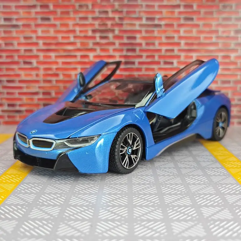 Растар 1:24 модель автомобиля из сплава BMW I8, статическая рулевая дверь и капот, можно открыть богатые детали, которые можно подарить в подарок друзьям Растар 1:24 модель автомобиля из сплава BMW I8, статическая рулевая дверь и капот, можно открыть богатые детали, которые можно подарить в подарок друзьям