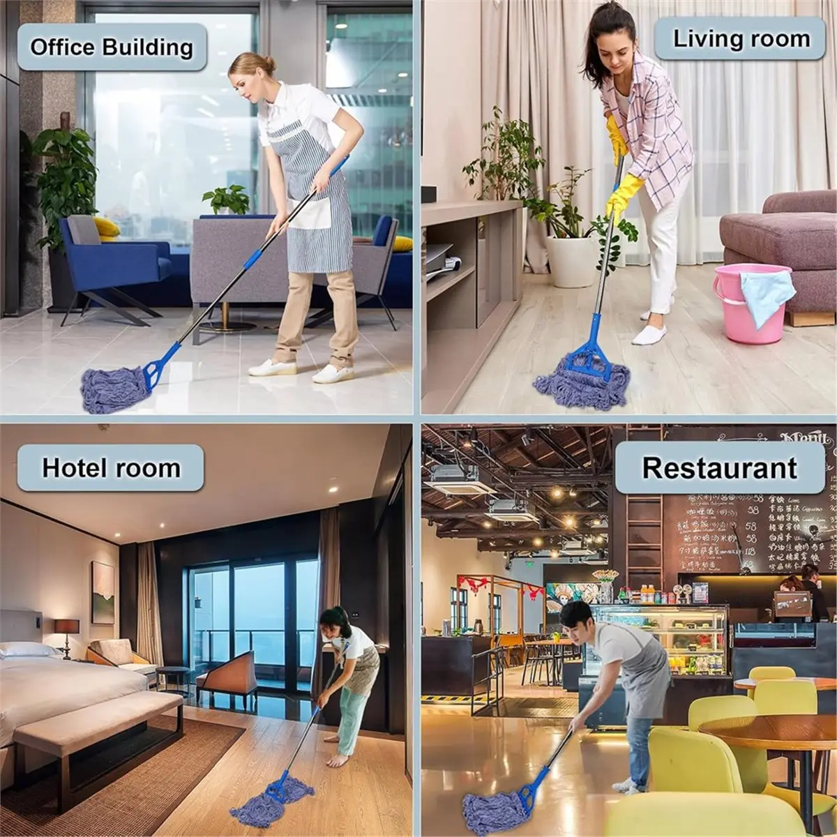 【A23Z】4 Pack Heavy Duty Mop Head Replacements,String Mop Head for Commercial,Used for Home, and Kitchen,Washable
