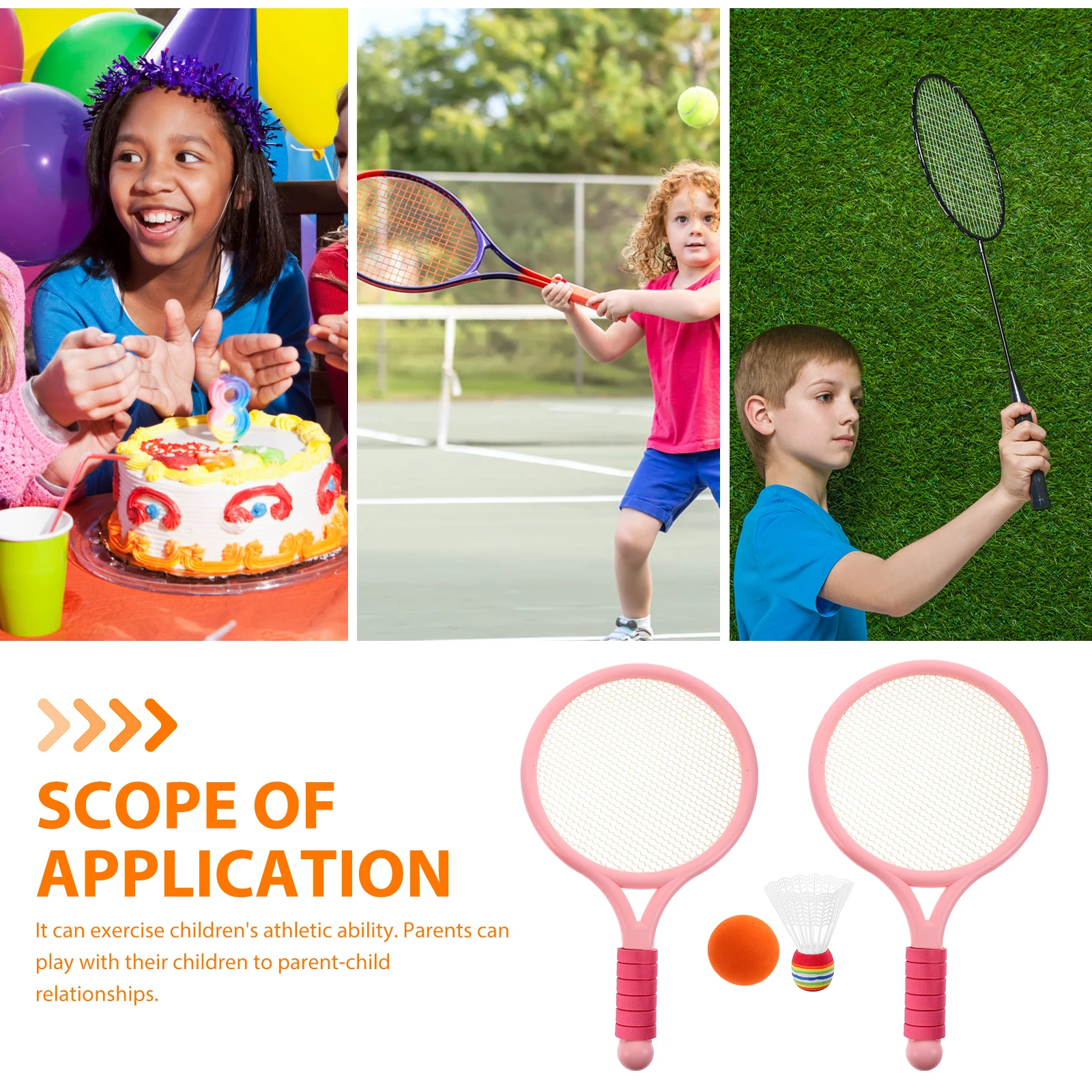 

2Pcs Tennis Racket Cartoon Plastic Racquet for Outdoor Activities Exercise Athletic Ability 's Fitness Equipment