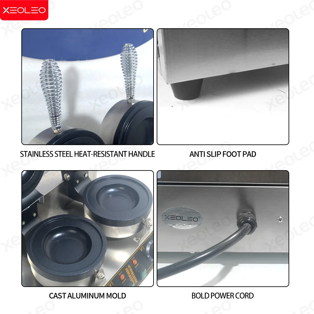 XEOLEO 더블 헤드 UFO 버거 기계 비 회전 젤라토 파니니 프레스 UFO 햄버거 1200W + 1200W 아이스크림 와플 버거 메이커