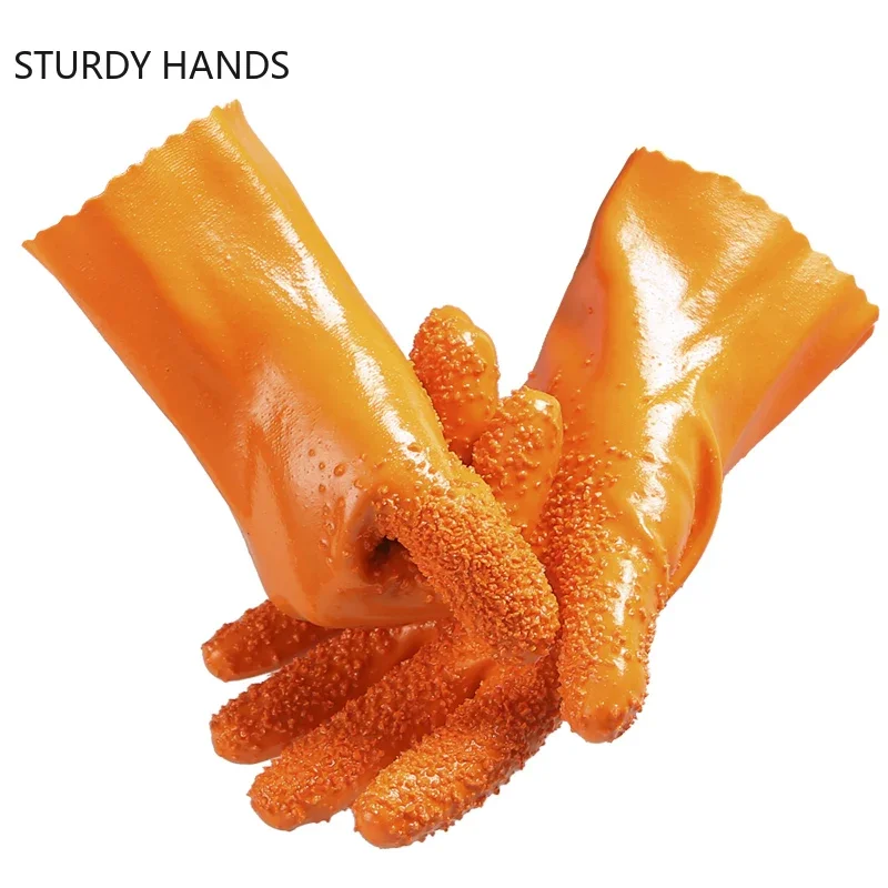 Home Fish-killing Rubber Gloves Waterproof Labor Insurance Gloves Thickened Particles Non-slip Work Gloves Protective Gloves