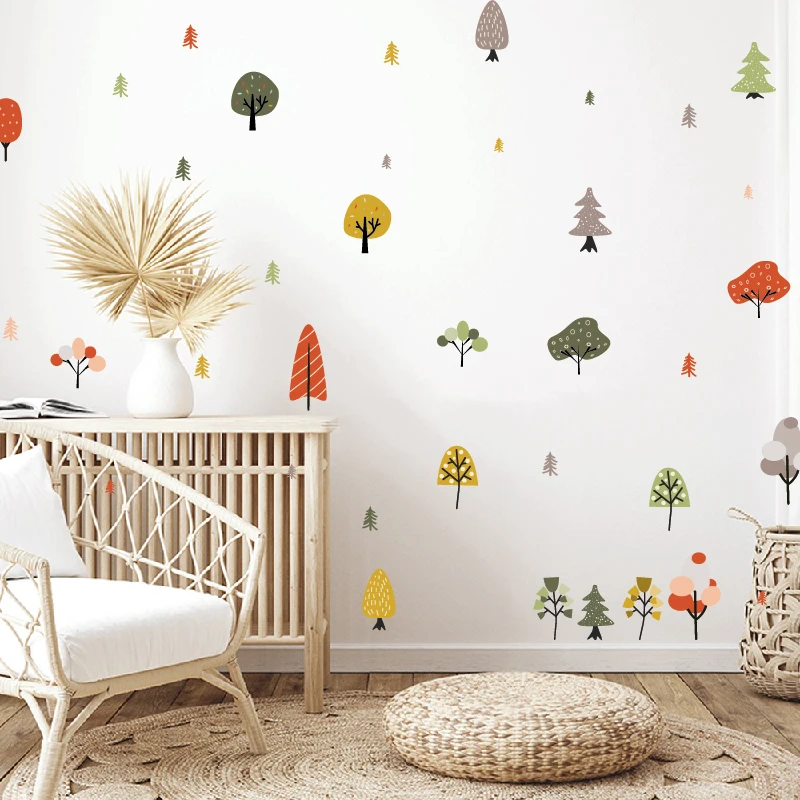 Creative nordic style woodland forest stickers kids room living room decoration self adhesive wall art decal nursery