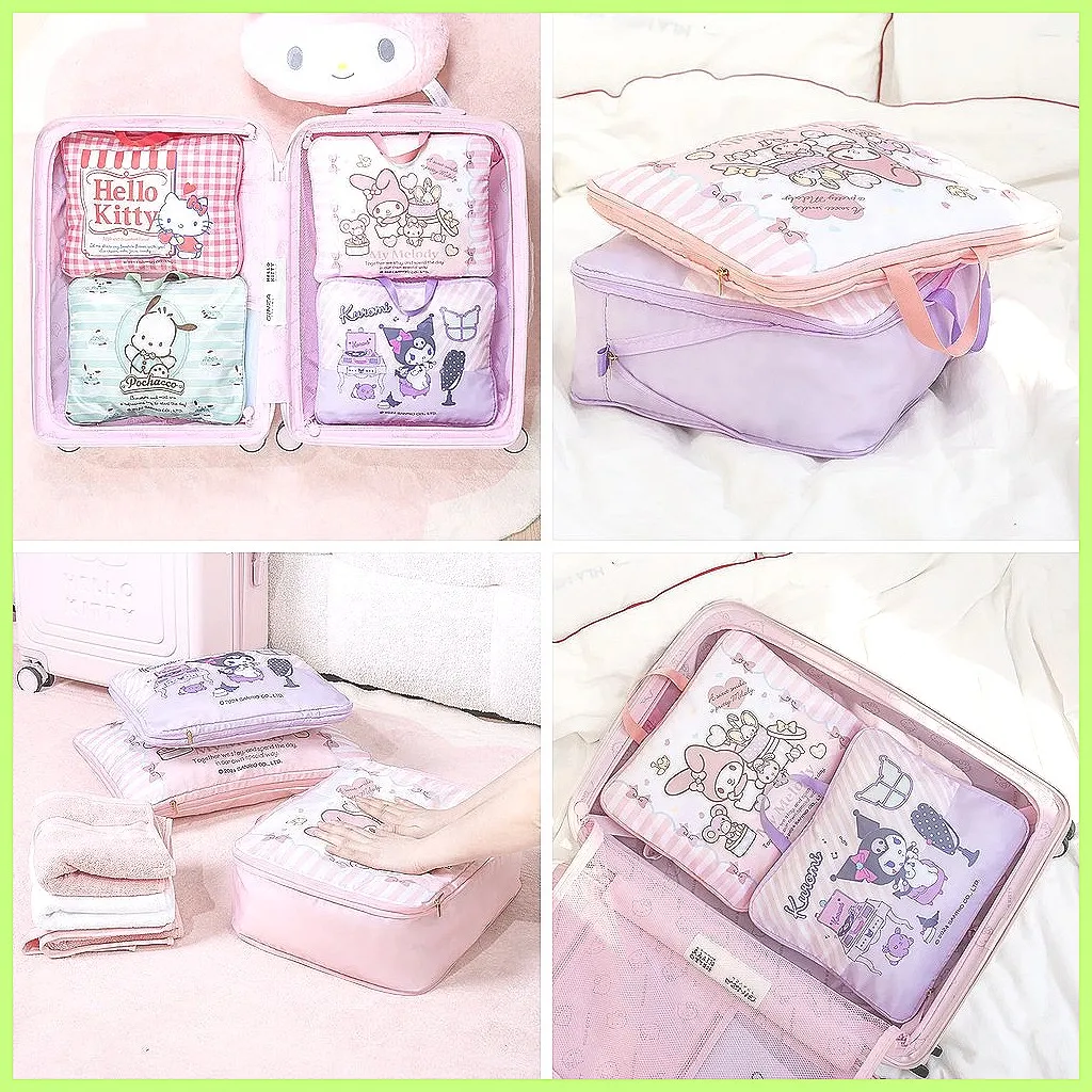 Hello Kitty My Melody Kids Travel Bag, Cute Cartoon Luggage with Zipper & Expandable Capacity