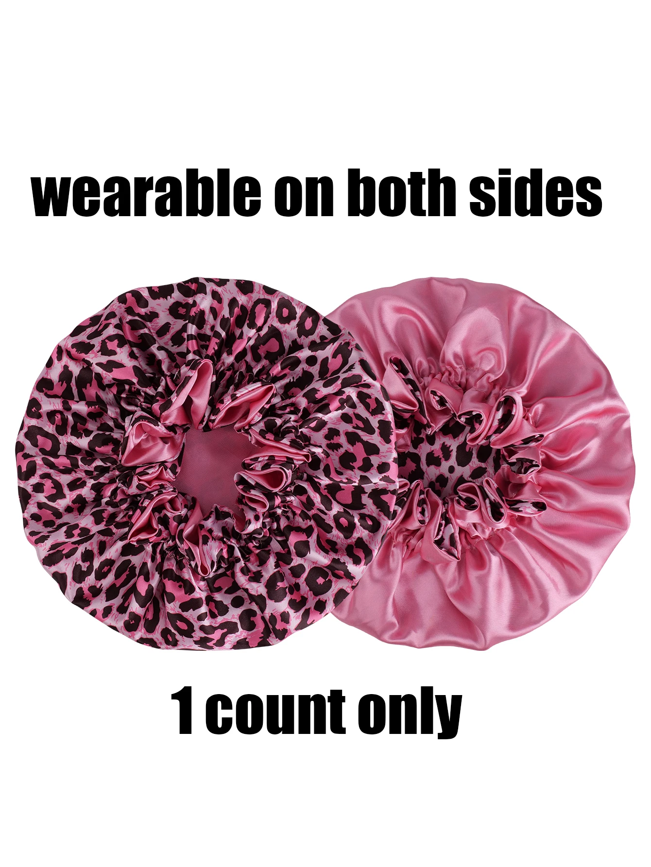 Leopard Print Satin Nightcap Double Layer Silky Bonnet with Adjustable Elastic Band High Quality Sleep Cap for Women