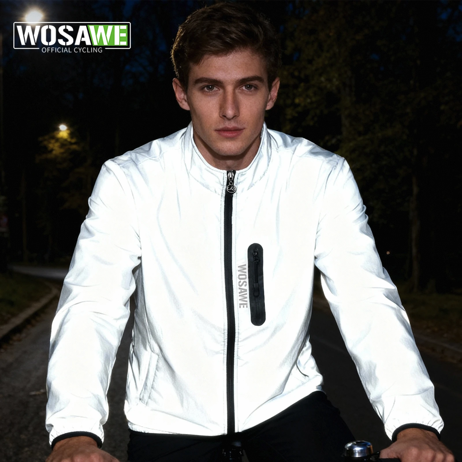 

WOSAWE Cycling Night Reflective Jackets Double Fabric Windbreaker Windproof Windbreaker MTB Road Bike Jacket Zipper Coat Outwear