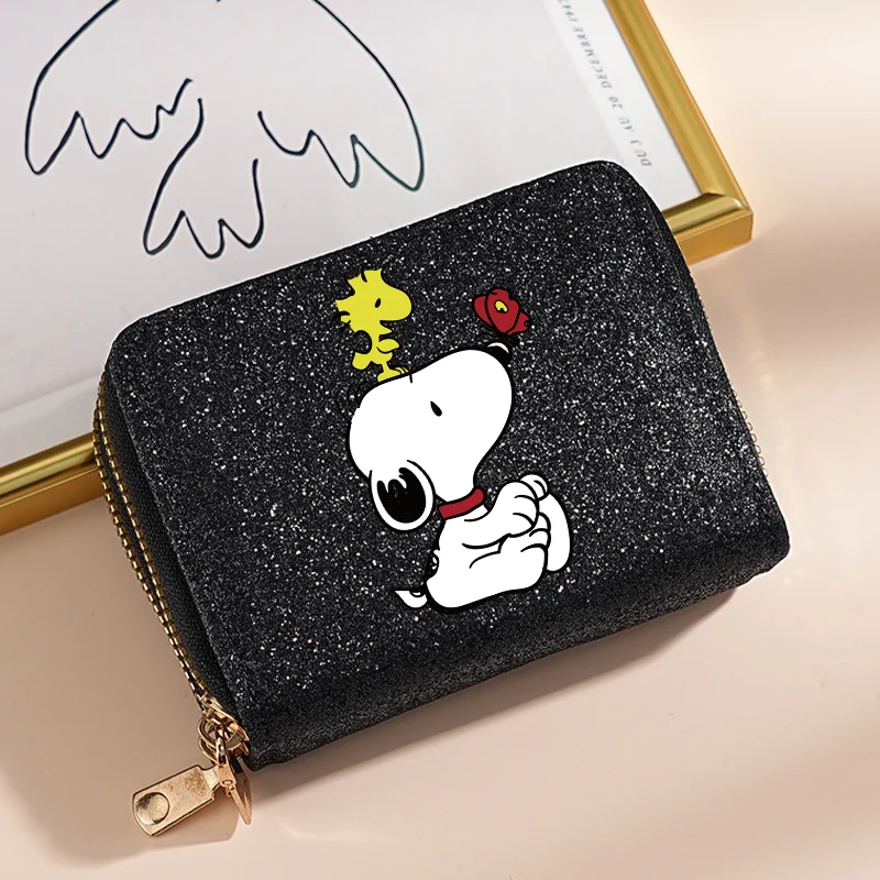 Snoopys Coin Purse Cartoon Anime Credit Card Holder Passport PU Wallet ID Cards Cover Bag Kids Fashion Men Woman Birthday Gift
